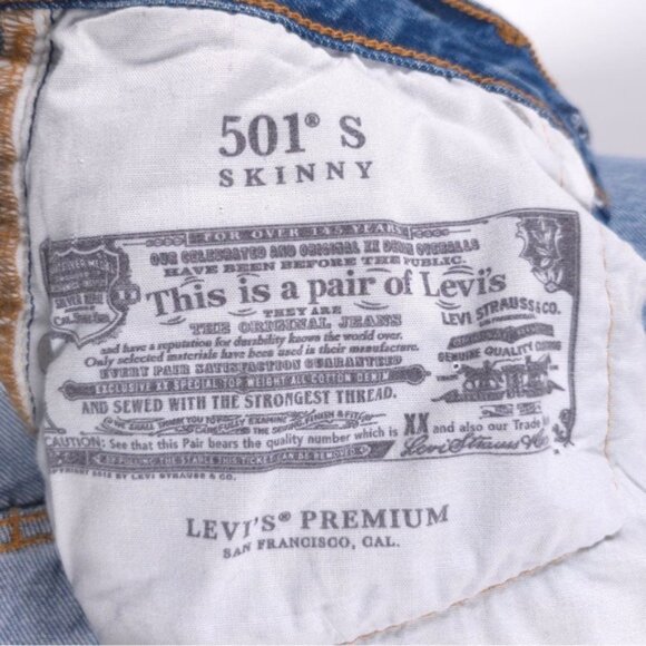LEVIS PREMIUM 501 S Skinny Distressed Button Fly Jeans 100% Cotton W26 L32 - Picture 7 of 15